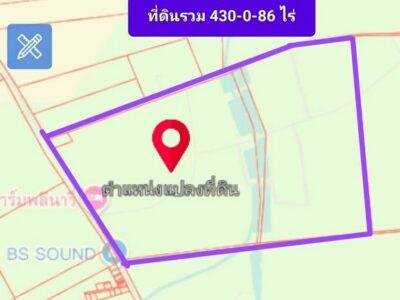 ให้เช่าที่ดิน เนื้อที่รวม 430-0-86 ไร่ ใกล้กับถนนหลักหลายสาย คลองกิ่ว ชลบุรี
