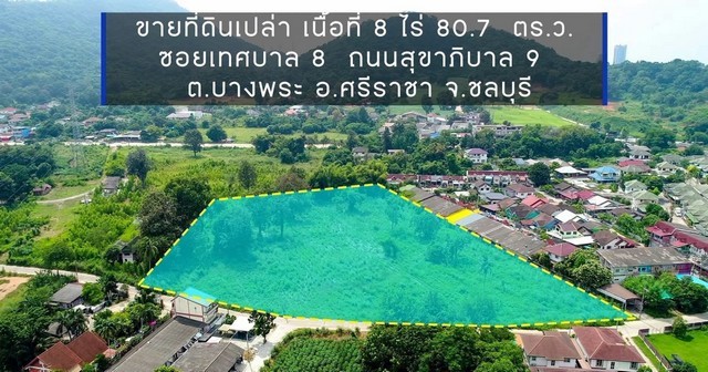 ขายที่ดินบางพระ 8 ไร่ 80 ตร.ว. แบ่งขายได้ บางพระ ชลบุรี
