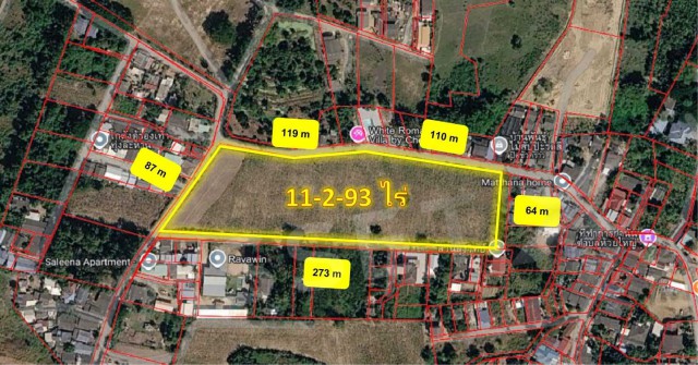 ขายที่ดินแปลงใหญ่ 11-2-93 ไร่ ผังส้ม ใกล้ Ocean Marina Resort พัทยา–จอมเทียน ตำบลห้วยใหญ่ บางละมุง,ชลบุรี
