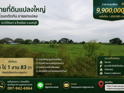 ขาย ที่ดินแปลงใหญ่ 6 ไร่ 1 งาน 83 ตารางวา ทำเลดี ตำบลทวีวัฒนา อำเภอไทรน้อย จังหวัดนนทบุรี