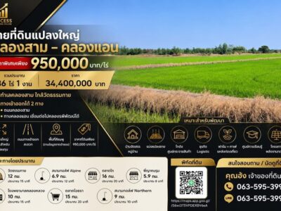 ขายที่ดินแปลงใหญ่ 36 ไร่ 1 งาน คลองสาม – คลองแอน ตำบล คลองสาม อำเภอคลองหลวง