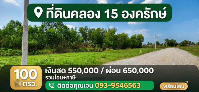 ขายที่ดินคลอง15 องครักษ์ ตลาดต้นไม้ เจ้าของขายเอง ขายเงินสด เงินผ่อน แถมถมให้ฟรี
