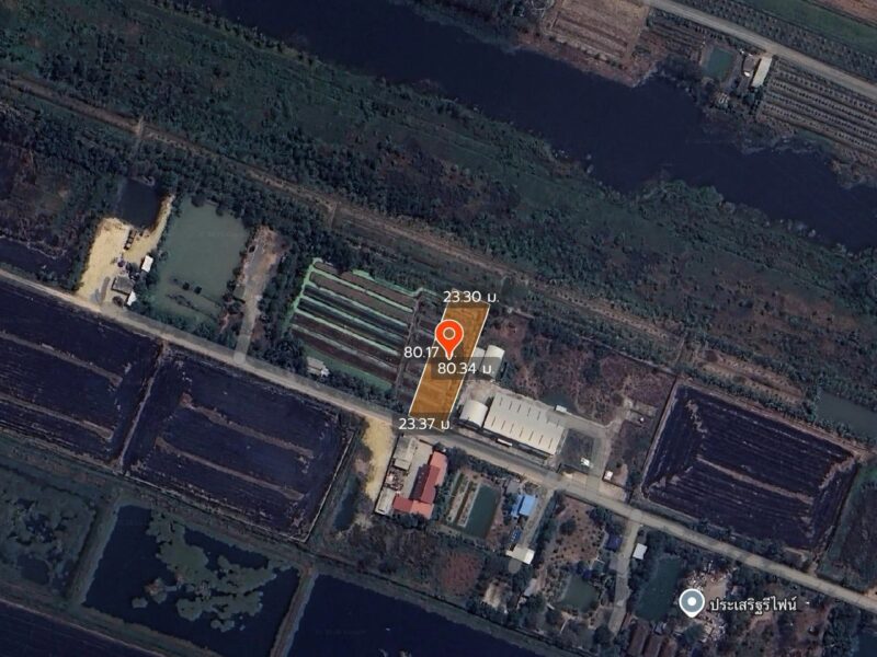 ขายด่วนที่ดินผังสีม่วง 466 ตารางวา ติดถนนลาดยาง สาธารณะถนน นบ.3015 ไทรน้อย นนทบุรี