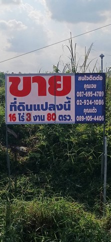 ขายที่ดินติดถนน ใกล้หมู่บ้านเมืองทอง เมืองนครศรีธรรมราช จังหวัดนครศรีธรรมราช เนื้อที่ 16 ไร่ 3 งาน 80 ตารางวา