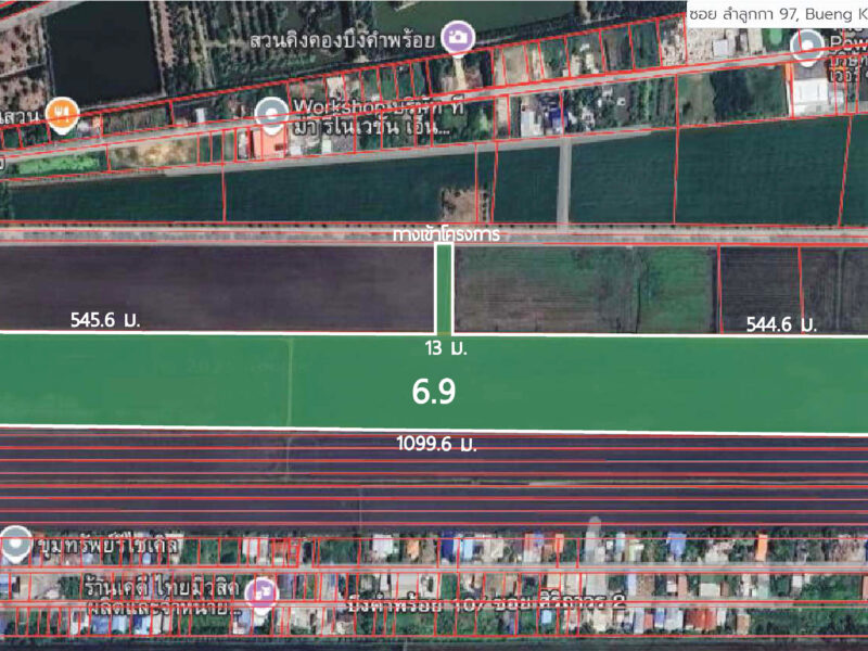 ขายที่ดิน 55 ไร่ คลอง 6 เหมาะพัฒนาเป็นโครงการแนวราบ