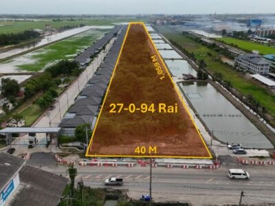 ขายที่ดินบางปะกง ฉะเชิงเทรา 27 ไร่ เหมาะสำหรับพัฒนาโครงการจัดสรร โกดัง คลังสินค้า