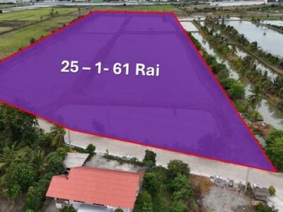 ขายที่ดินผังสีม่วง บางบ่อ สมุทรปราการ 25 ไร่ สำหรับโรงงาน โกดัง คลังสินค้า
