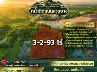 ขายที่ดิน 3 ไร่ 2 งาน 93 ตารางวา หมู่สี เขาใหญ่ หน้าติดถนนลาดยาง 26,000 /ตารางวา