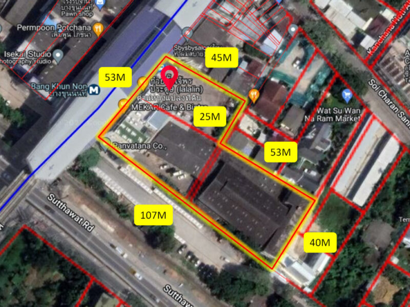 ขาย ที่ดิน ติด MRT บางขุนนนท์ ติดถนนจรัญสนิทวงศ์ 2 ไร่ 3 งาน 74.5 ตร.วา เหมาะ ทำคอนโด CC