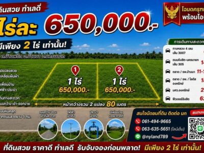 ขายที่ดินรูปสี่เหลี่ยมสวย มีแค่ 2 แปลงเท่านั้น ต.บ้านพริก อ.บ้านนา จ.นครนายก เดินทางสะดวก เข้าซอยข้างร้านก๋วยเตี๋ยวเนื้อทองประมาณ 1 กม.