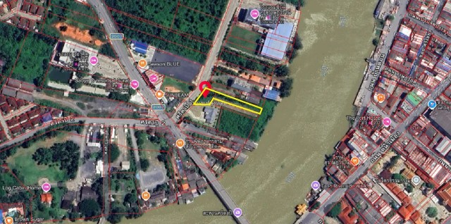 ให้เช่าที่ดิน 320 ตารางวา หน้าติดถนนหลัก หลังติดแม่น้ำ ใกล้โรงแรมCBD2 เกาะลำพู เมืองสุราษฎร์ธานี