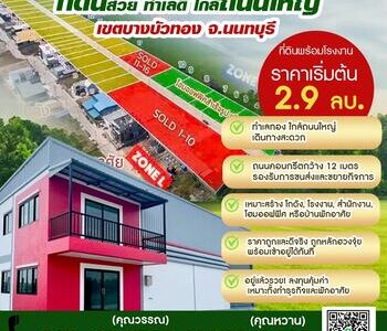 ขายที่ดิน บางบัวทอง ติดถนนใหญ่ มังกรทอง 0624922555