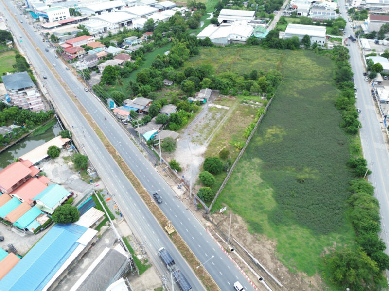 ให้เช่าที่ดิน 5.5 ไร่ ติดถนนใหญ่ 6 เลน (ทล.3111) บางหลวง ปทุมธานี ผังสีชมพู ถมแล้ว ทำโกดัง-คลังสินค้าได้ทันที ราคาสุดพิเศษ