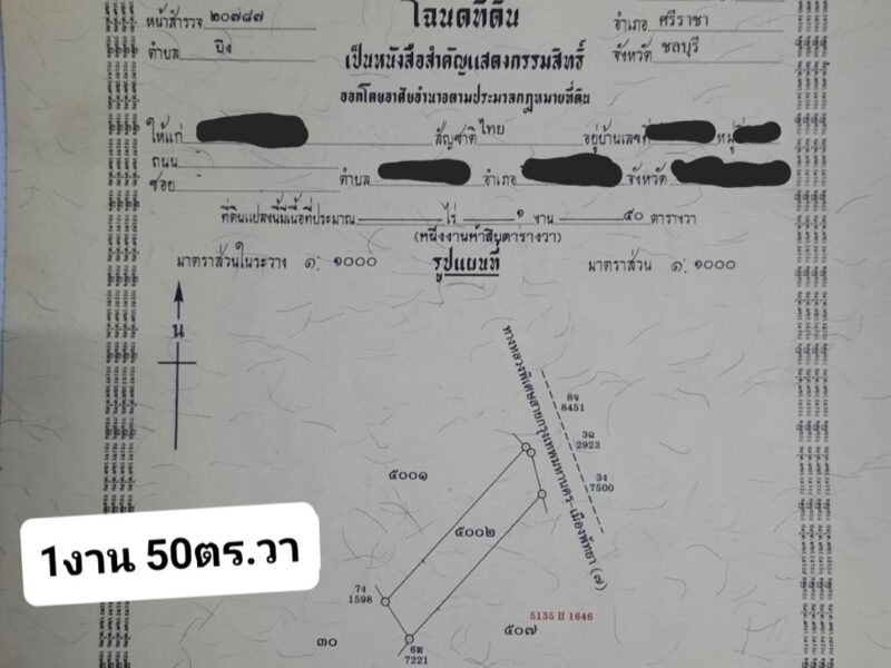 ขายที่ดิน2แปลงติดกัน หนองแขวะ อ.ศรีราชา จ.ชลบุรี