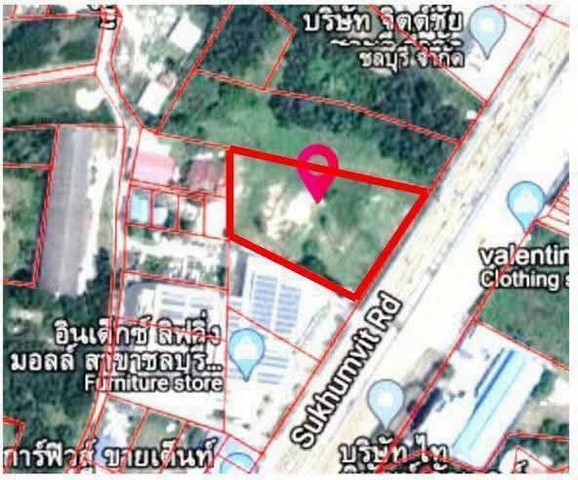 ขายที่ดิน ทำเลทอง เนื้อที่ 4 ไร่ 60 ตร.วา ติดถนนสุขุมวิท พิกัดแยกอ่างศิลา เมืองชลบุรี