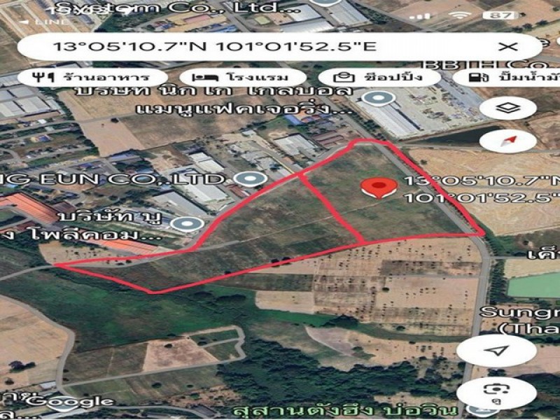 ขายที่ดิน โซน EEC ศรีราชา-บึง ใกล้นิคมปิ่นทอง 4 เหมาะสร้างคลังสินค้า TP-L2617