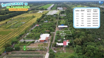 ขายที่ดินคลอง 10 กม.7 เนื้อที่เริ่มต้นแปลงละ 120 ตารางวา อ.หนองเสือ จ.ปทุมธานี
