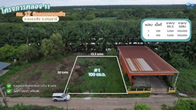 ขายที่ดินคลอง 11 ขนาดแปลงละ 100 ตารางวา อ.หนองเสือ จ.ปทุมธานี