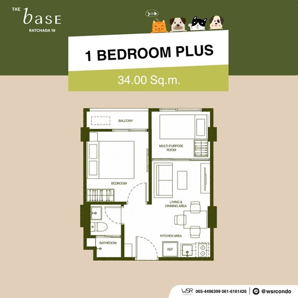 เดอะ เบส รัชดา 19 คอนโด Pet-Friendly ทำเลรัชดาฯ ใกล้MRT รัชดาภิเษก โทร 0829946364