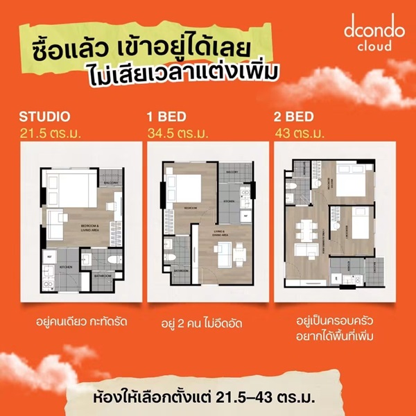 ดีคอนโด คลาวด์ ดอนเมือง คอนโด ใกล้สนามบินดอนเมือง แต่งครบ พร้อมอยู่ โทร 082-9946364